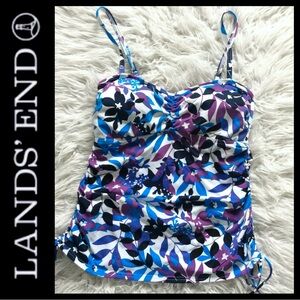 Lands’ End Floral Ruched Tankini Top
